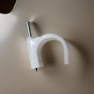 Plastic White 20 mm Circle Nail Cable Clip