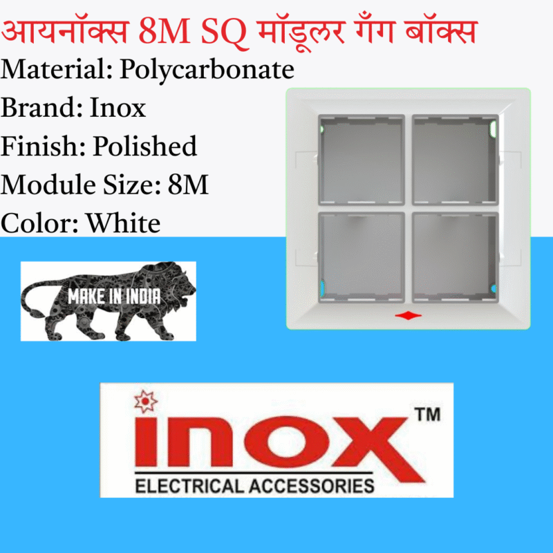 Inox Silver 8M Sq Gang Box